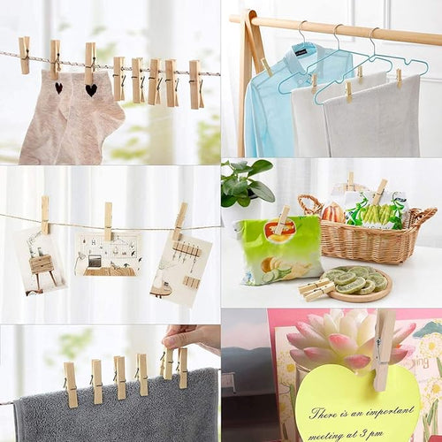 100pcs Clothes Pins Wooden Clothespins 3inch Heavy Duty Wood Clips - Image 2