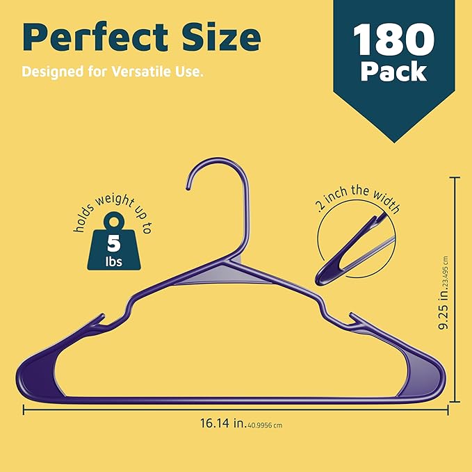 Plastic Clothes Hangers – Heavy Duty Hanger Set, - Image 2