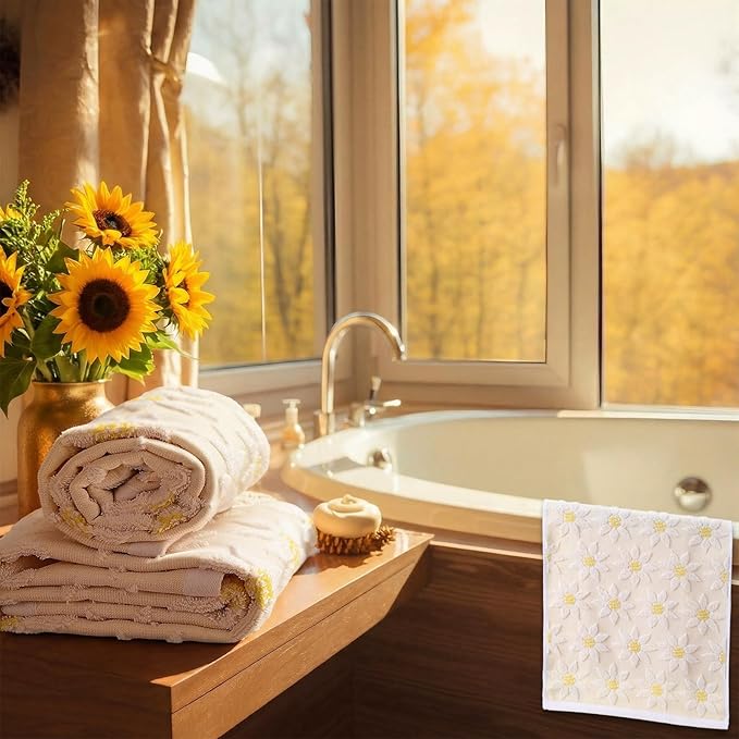 2 Pack Sunflower Hand Towels for Bathroom 14 x 29 in Spring Floral Flower - Image 4