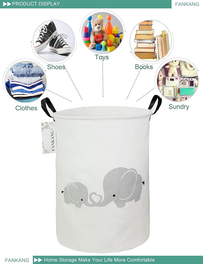 FANKANG Storage Basket, Nursery Hamper Canvas Laundry Basket Foldable - Image 8