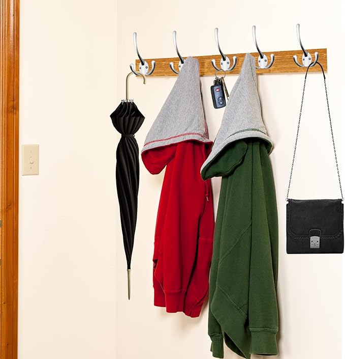IBosins 18 Pack Big Heavy Duty Three Prongs Coat Hooks Wall Mounted - Image 3