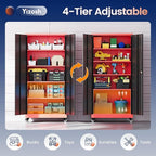 Yizosh Metal Garage Storage Cabinet with Locking Doors and Adjustable Shelves,- 75" Rolling Steel Tool Cabinet for Home Office,Garage,Warehouse - Image 5