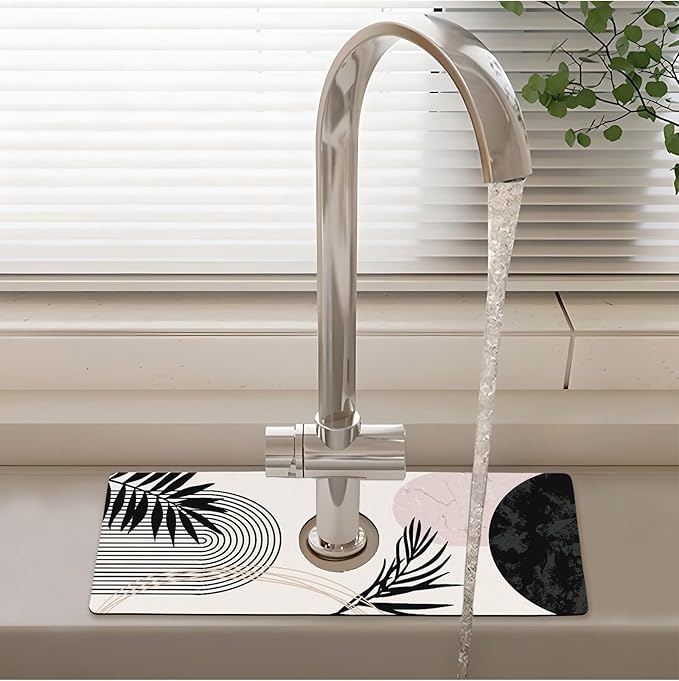 Patterned Sink Faucet Mat Kitchen Splash Guard Super Absorbent Drying Mat - Image 2