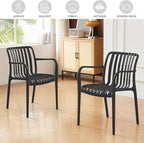 Patio Chairs Set of 4, All-Weather Stackable Outdoor Dining Chairs with Curved Back, Patio Dining Chairs for Patio, Deck, Porch, Backyard, Restaurant, Cafe, Black - Image 6