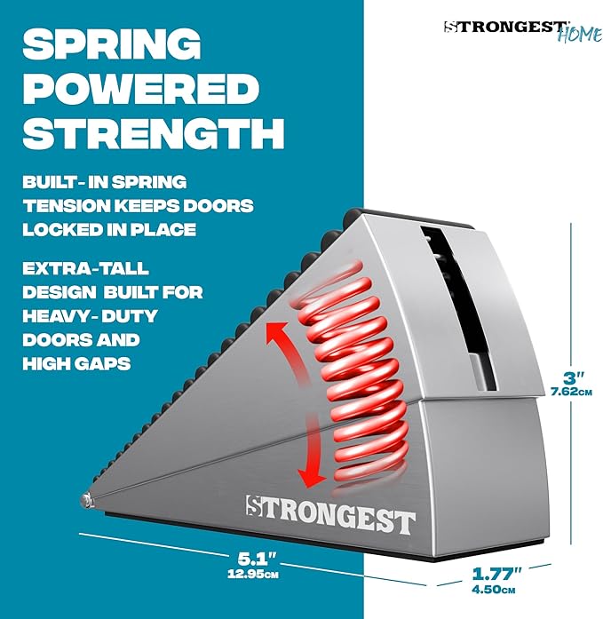 Strongest Home 2 Pack XL Adjustable Chrome Door Stopper - Image 2