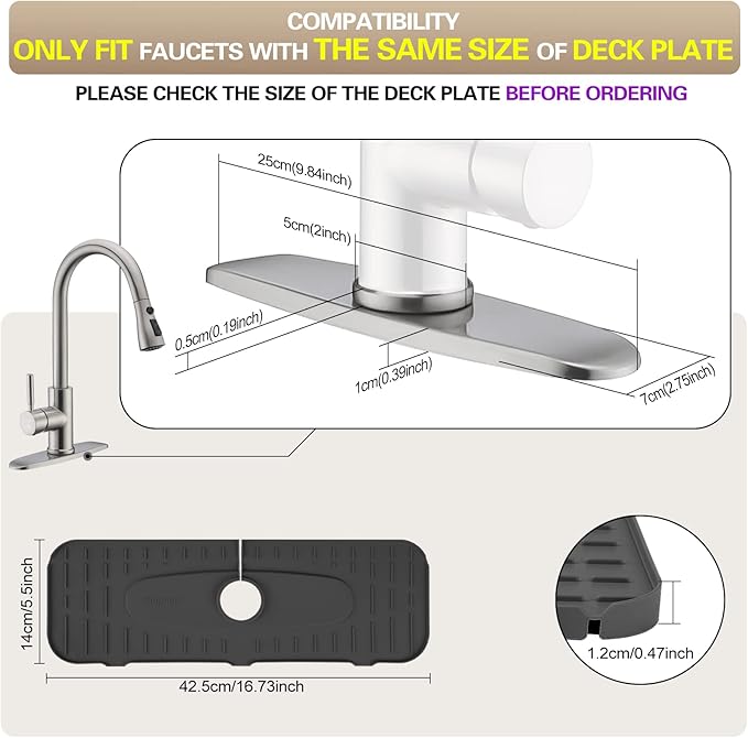 Kingmall Silicone Faucet Mat, Kitchen Faucet Mat - Image 3