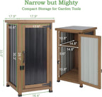 Small Outdoor Storage Cabinet Waterproof with Metal Top, Wood & Metal Outside Potting Bench Table Tool Organizer with Adjustable Shelf for Patio Backyard Garden - Image 3