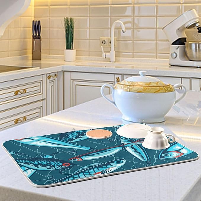 Fishing Artificial Baits Dish Drying Mat Super Absorbent Drying Mat Large - Image 6