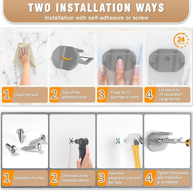 22 Pack Adhesive Hat Hooks for Wall, Super Strong Hat Rack for Baseball Caps - Image 6