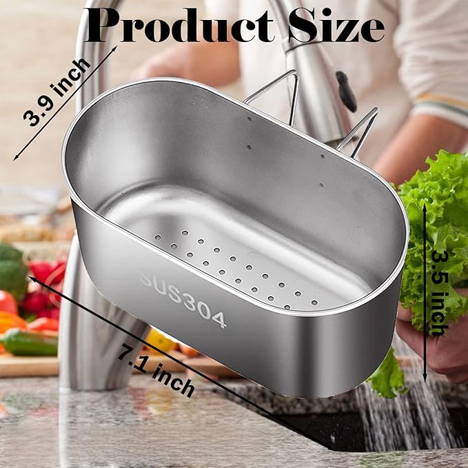 Stainless Steel Sink Drain Strainer Basket, Kitchen Sink Food Waste Filter and - Image 4