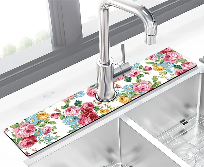 Kitchen Sink Splash Guard Faucet Mat -2 PC Super Absorbent Fast Drying Mat Sink - Image 2