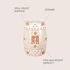 JONATHAN Y TBL1013D Double Happiness 18" Chinoiserie Ceramic Drum Indoor/Outdoor Garden Stool Bohemian, Coastal, Classic, Cottage, Traditional, Patio, Garden, Bathroom, Living Room, Orange/White - Image 5