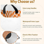 Groovy Retro Wavy Checkered Orange Laundry Basket, Waterproof Foldable Laundry - Image 3