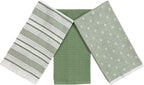 Sage Green White Kitchen Hand Dish Towels: Oversized 28" x 16", 100% Cotton by SerafinaHome