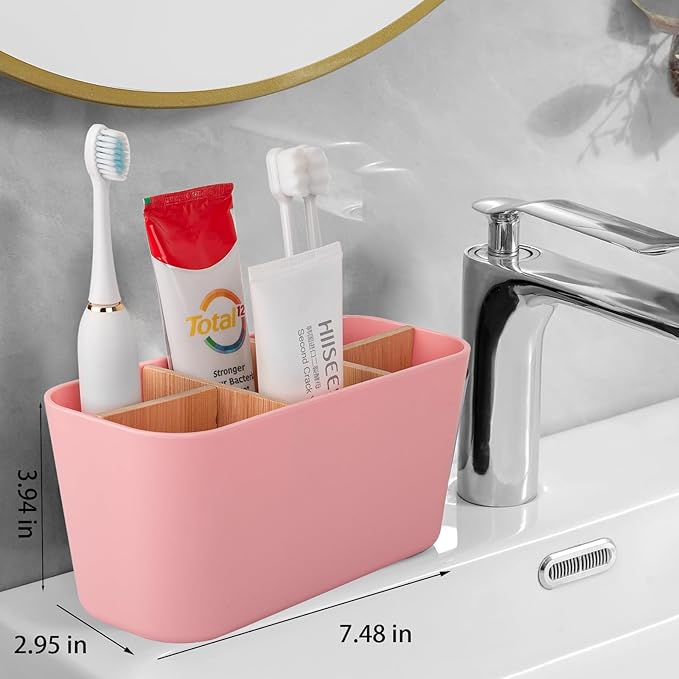 Toothbrush Holders for Bathrooms, Bamboo Tooth Brush Holder - Image 2