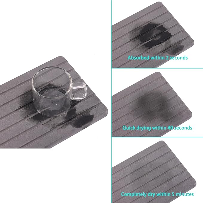 2 PCS Water Absorbent diatomite Coasters, 9.5" x 5.5" Water Absorbing Stone Tray - Image 3