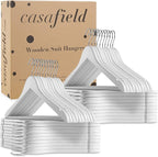 Casafield - 40 White Wooden Suit Hangers - Premium Lotus Wood - Image 6
