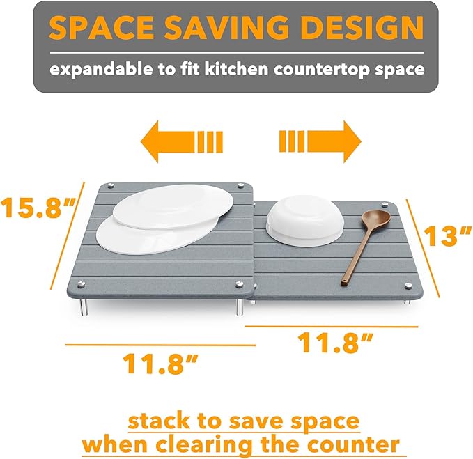 SpaceAid 2 Pack Stone Dish Drying Mats - Image 4