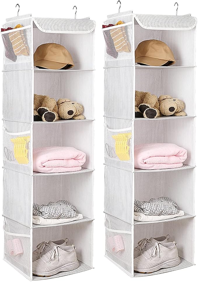 5 Shelves Hanging Closet Organizer, 2 Pack Hanging Storage - Image 7