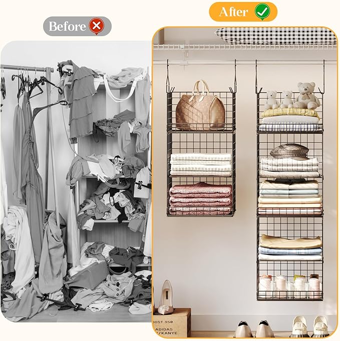 5 Tier Closet Hanging Organizer and Storage Separable Hanging Closet Shelves - Image 9