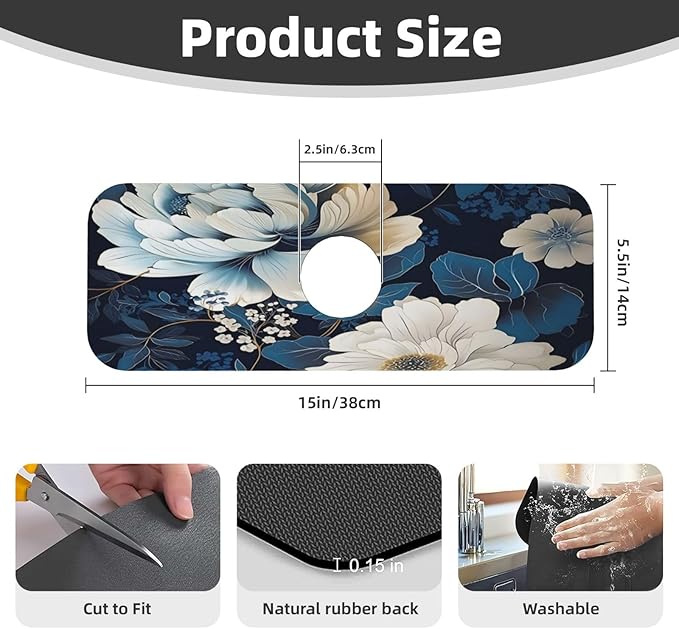 Unique Flower Pattern Kitchen sink faucet pad, strong water absorption - Image 2