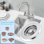3-in-1 Kitchen Sink Drain Strainer & Stopper, Stainless Steel Food Catcher Plug - Image 2
