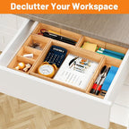 SpaceWhisper Bamboo Drawer Organizer, 5-Piece Drawer Divider - Image 7