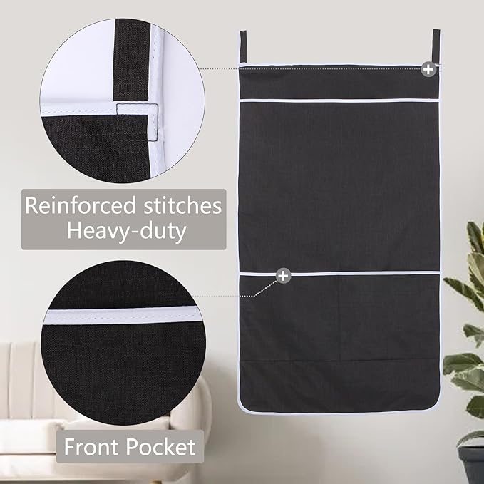 Black Hanging Laundry Hamper Bag, XL Door Hanging Hamper - Image 6