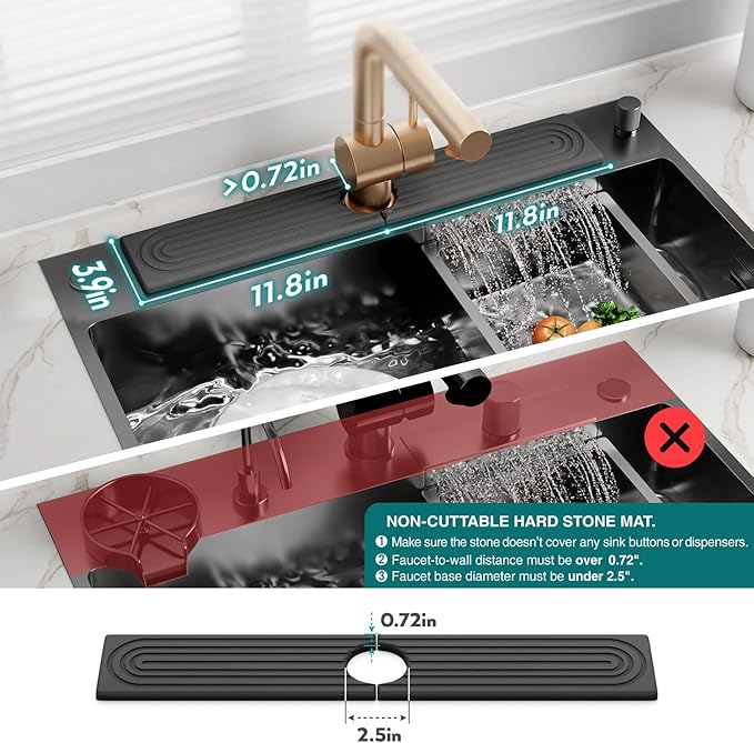 Kitchen Sink Splash Guard – Stone Diatomite Faucet Drying Matt, Modern Kitchen - Image 4