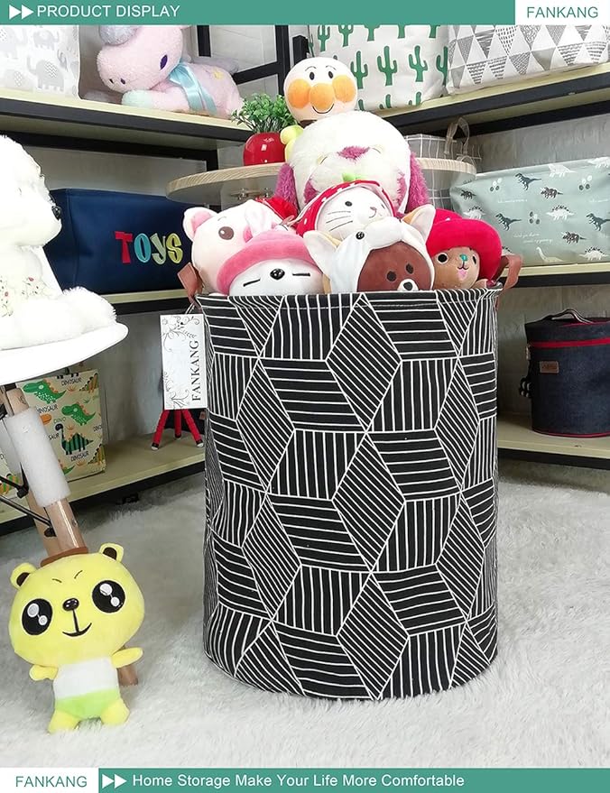 FANKANG Storage Basket, Nursery Hamper Canvas Laundry Basket Foldable - Image 4