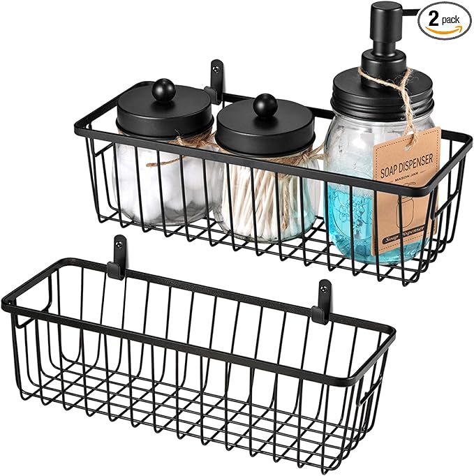 SheeChung Farmhouse Decor Metal Wire Bathroom Storage Organizer Basket Bins by SheeChung