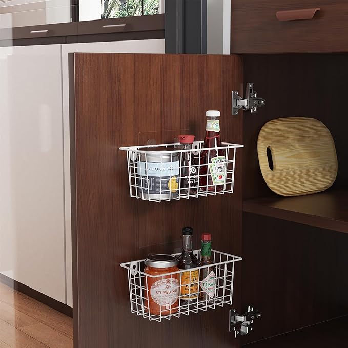 MaraFansie Hanging Kitchen Baskets Wire Storage Basket Adhesive and Screws - Image 7
