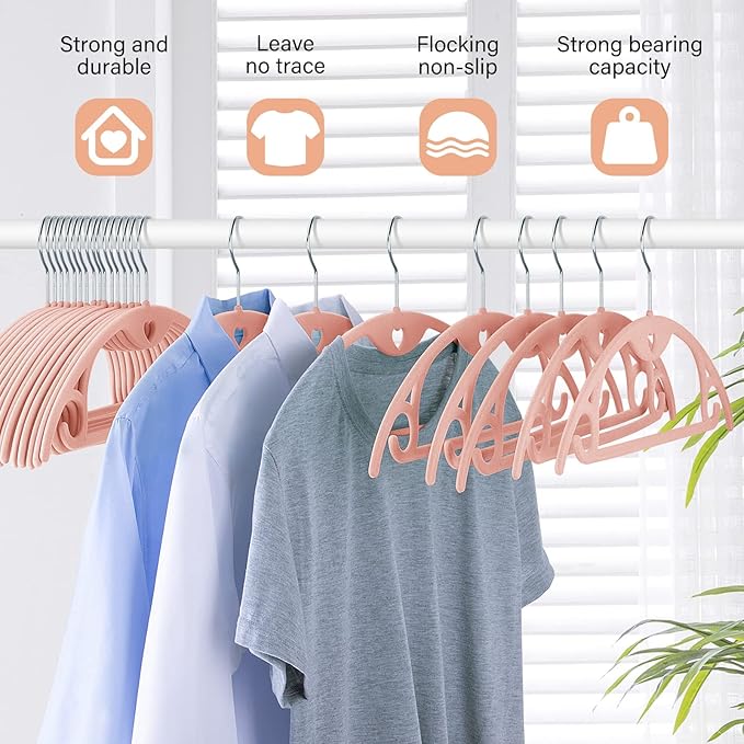 IEOKE Velvet Hangers 50 Pack: Felt Clothes Hangers Heavy Duty Shirt Sweater - Image 2