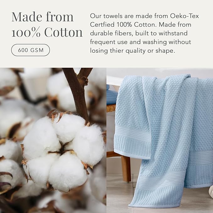NY Loft 100% Cotton Hand Towel 6 Pack | Super Soft & Absorbent Quick-Dry Hand - Image 4