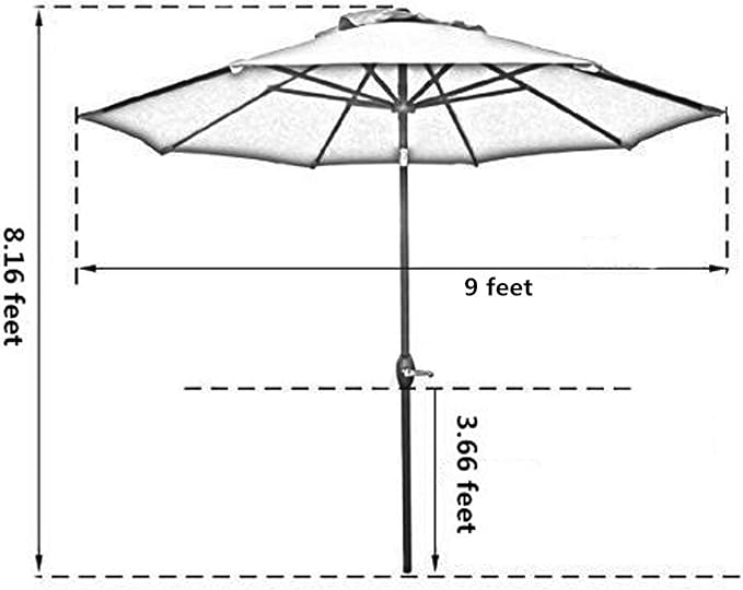 Sunnyglade 9' Patio Umbrella Outdoor Table Umbrella with 8 Sturdy Ribs (Dark Green) - Image 6