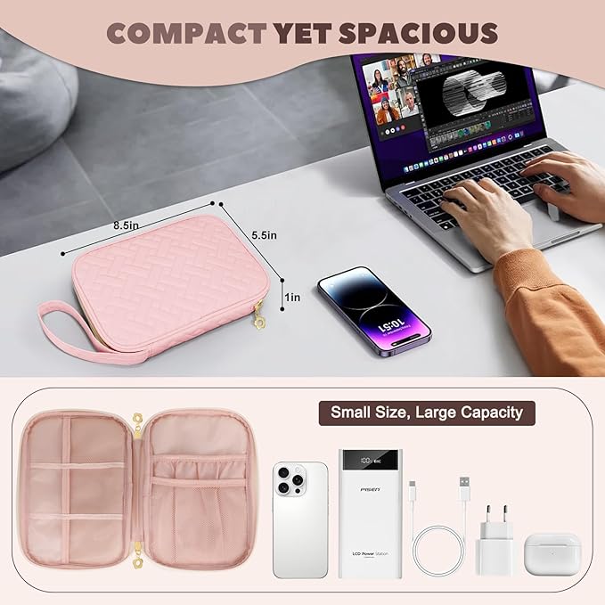 Electronics Organizer Travel Case, Charger Bag Cord Organizer Travel, Compact - Image 4