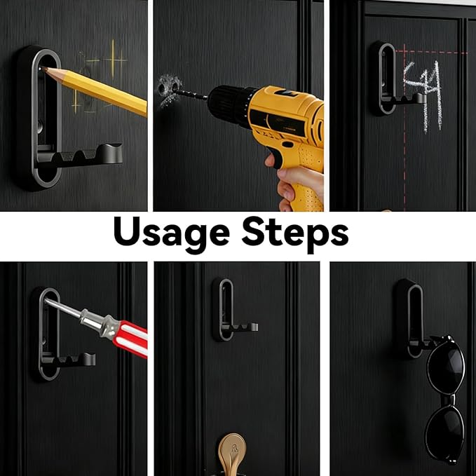 4PCS Folding Coat Hooks, 4 Folding Coat Hooks, Flip Down Heavy Duty Hooks Robe - Image 4