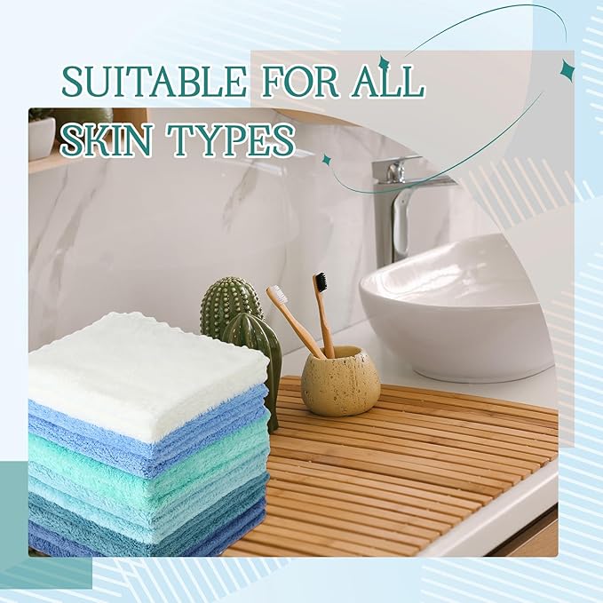 Syhood 12 Pieces Face Wash Cloth 12 x 12 in Makeup Remover Cloths Towel Coral - Image 6