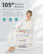 SERWALL Outdoor Rocking Chair White Set of 8, All Weather Patio Rocking Chair, HDPE Poly Rocking Chair for Adults, Heavy Duty Front Porch Rocker - Image 6