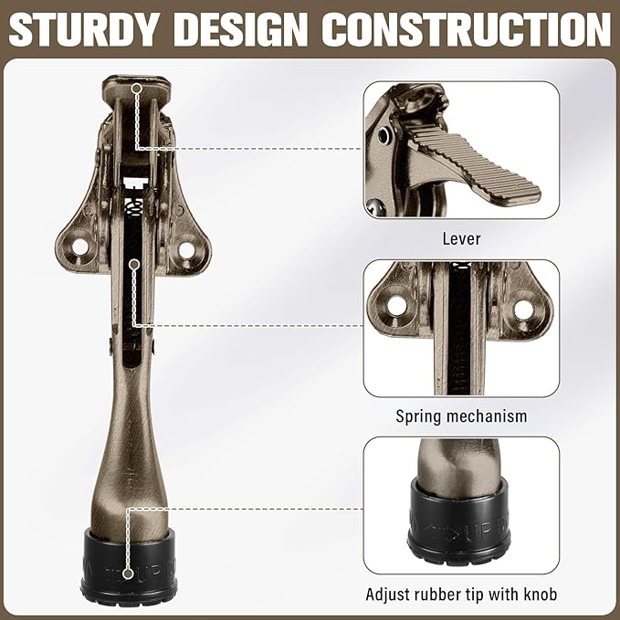 Chumia 12 Pieces Heavy Duty Door Stoppers 5.35 Inches Kickdown Adjustable Kick - Image 4