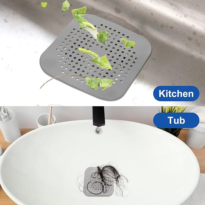 4Pcs Square Drain Cover for Shower, TPR Drain Hair Catcher Shower Drain Cover - Image 4