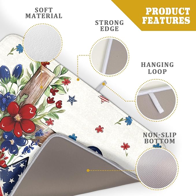 Star Floral Patriotic 4th of July Dish Drying Pad 18 x 24 Inch - Image 4
