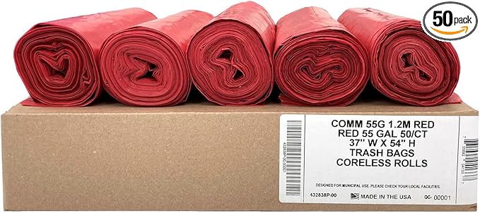Ultrasac Heavy Duty 55 Gallon Red Trash Bags by Ultrasac