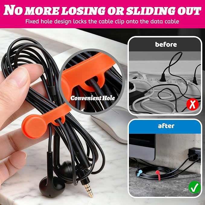 12pcs Silicone Magnetic Cord Organizer Cable Ties Reusable Clips, Cable Straps - Image 3