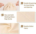 10PCS Cotton Storage Bags with Drawstrings, X-Large 14x17inch Multipurpose - Image 3