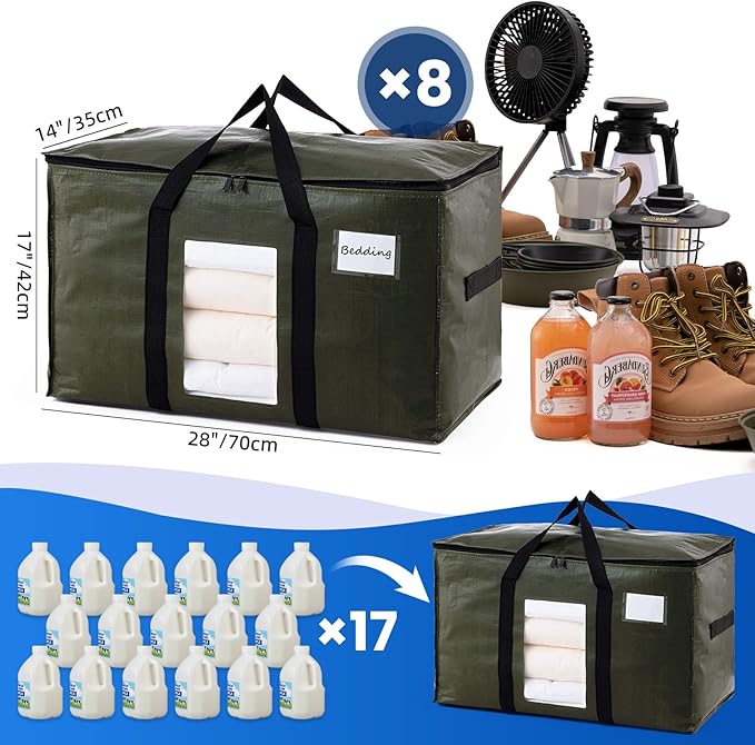 TAILI 8 Pack Green Extra Large Storage Bags, Heavy Duty Totes - Image 6