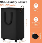 Laundry Basket with Wheels, Collapsible Laundry Baskets, Laundry Hamper with - Image 2