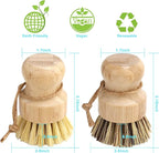 Bamboo Dish Brush Set, Dish Brushes, Durable Wood Dishes Scrub Brush, Natural - Image 2