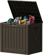 Devoko 40 Gallon Deck Box Outdoor Storage Box Waterproof for Patio, Large Outdoor Storage Bench Lockable for Outside (Deep Brown, 40 Gallon) by DEVOKO