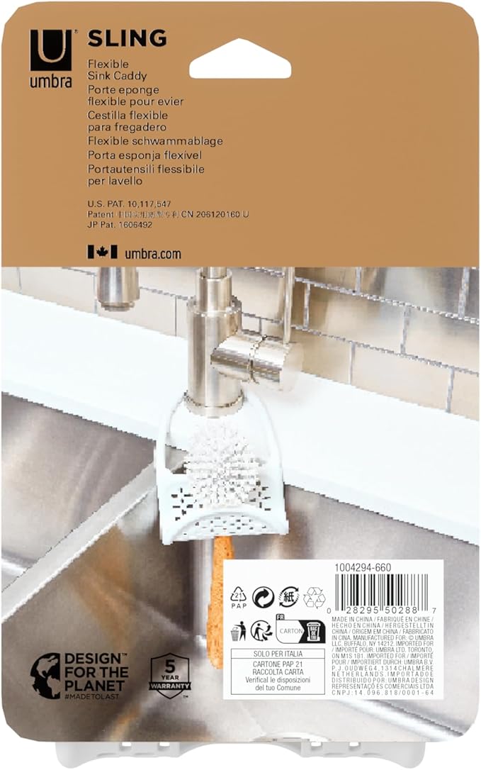Umbra Sling Kitchen Sink Caddy Sponge Holder, Hangs Over Faucet or Divider - Image 9